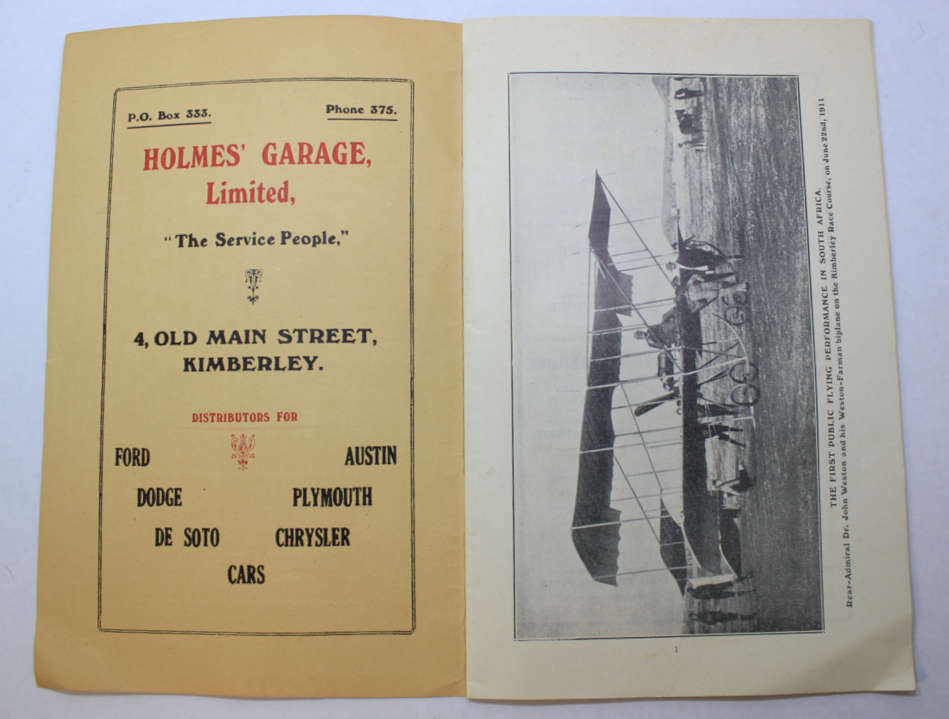 Kimberley Air Rally 1 Oct 1934 Souvenier Booklet