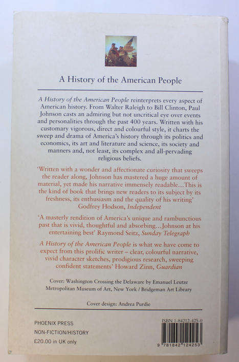 A History Of The American People by Paul Johnson Softcover Book