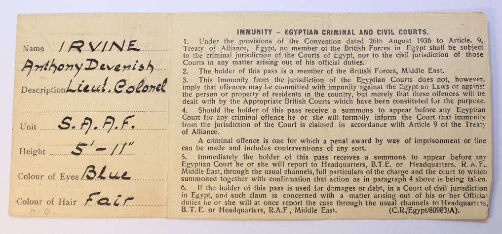 British Forces Middle East Identification Card North Africa 1942 WW2 and Dog Tags