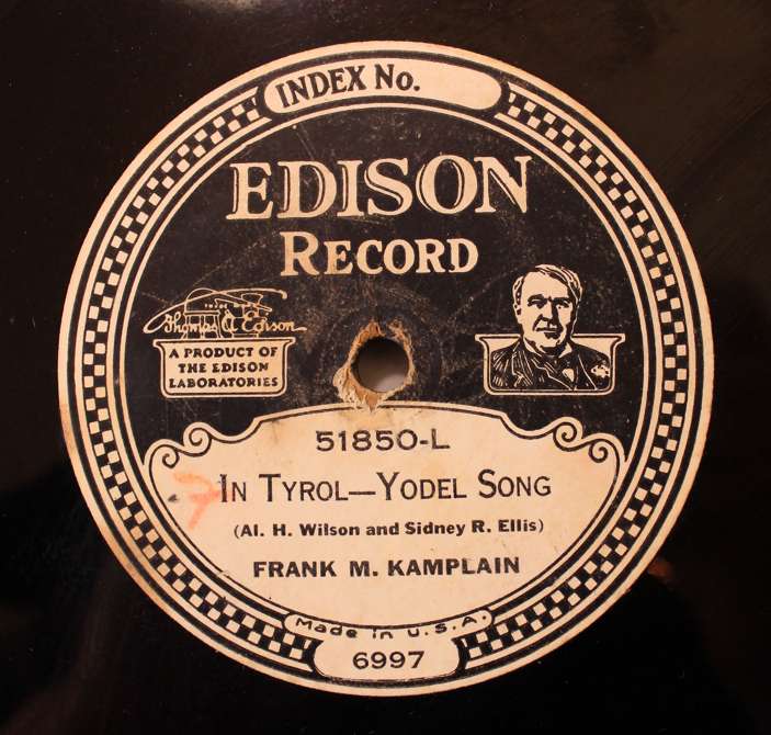 Hokum Smokum Yodelin Indian Man & In Tyrol Yodel Song by Edison 80RPM 9 13/16" Gramophone Vinyl LP