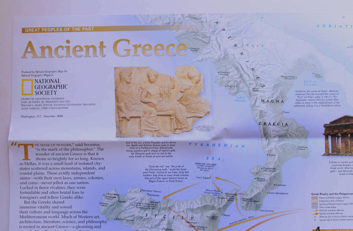 National Geographic Folded Map Ancient Greeks December 1999