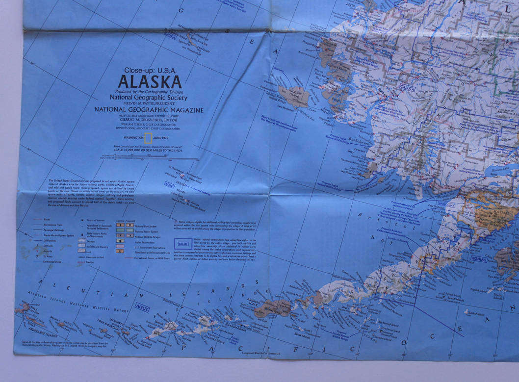National Geographic Folded Map Alaska June 1975