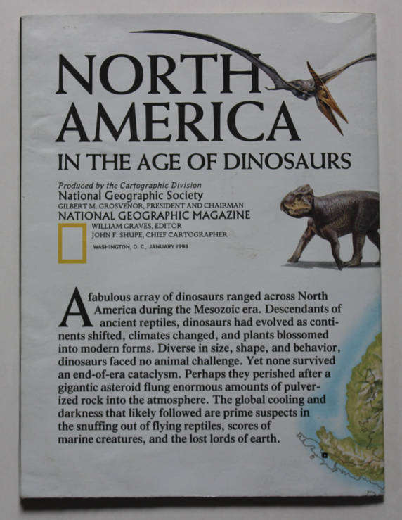 National Geographic Folded Map North America In The Age Of Dinosaurs January 1993