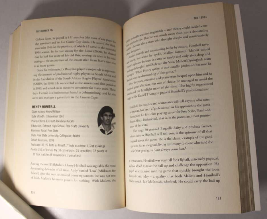 The Number 10's South Africa's Finest Flyhalves 1891 -2010 by Chris Schoeman Softcover Book