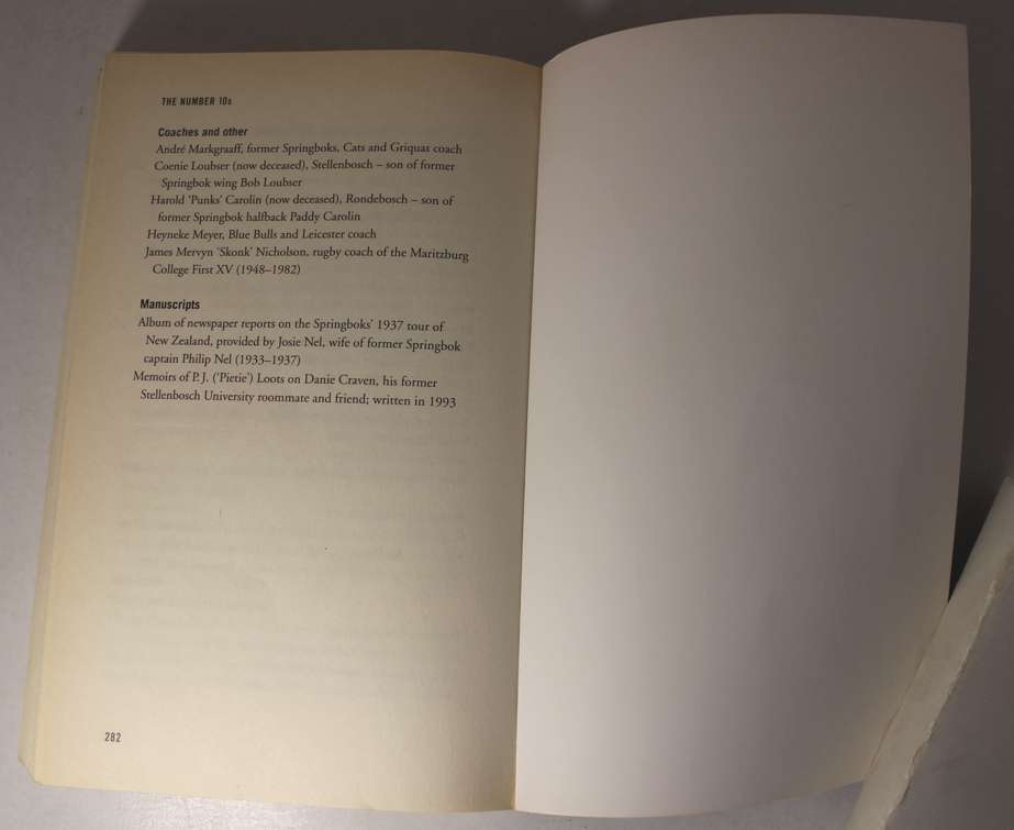 The Number 10's South Africa's Finest Flyhalves 1891 -2010 by Chris Schoeman Softcover Book