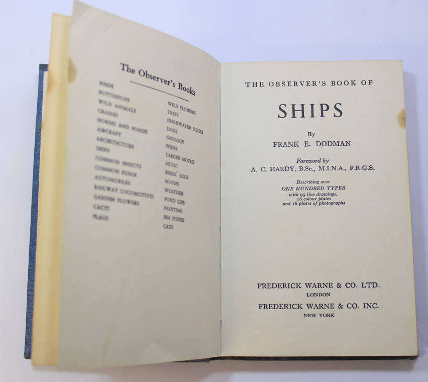 The Observer's Book Of Ships by Frank E Dodman Hardcover Book