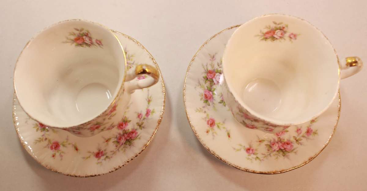 Pair of Paragon Victoriana Rose Bone China Footed Tea Cup and Saucer
