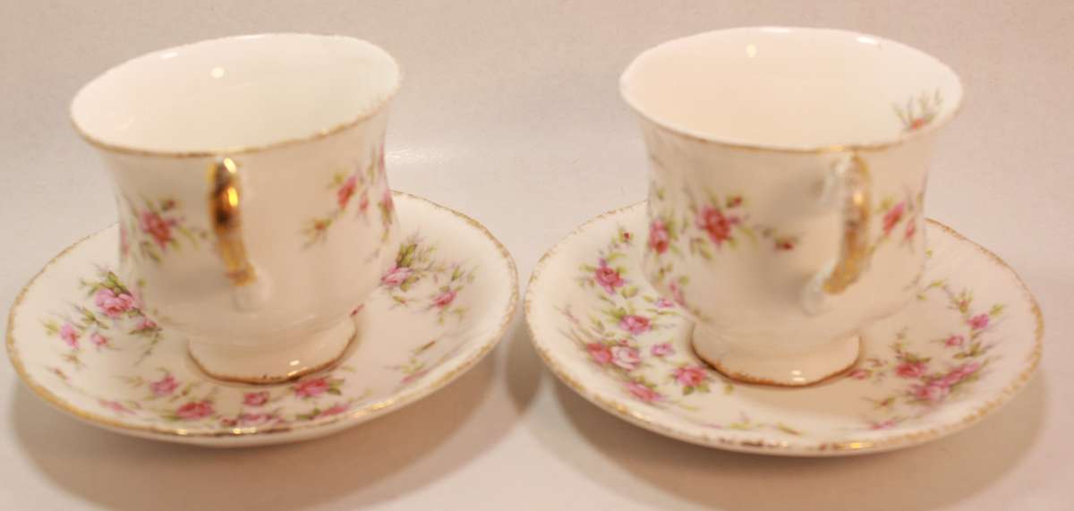 Pair of Paragon Victoriana Rose Bone China Footed Tea Cup and Saucer