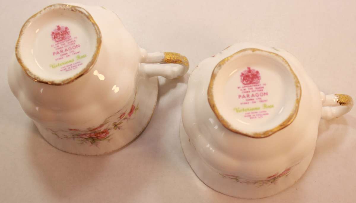 Pair of Paragon Victoriana Rose Bone China Footed Tea Cup and Saucer
