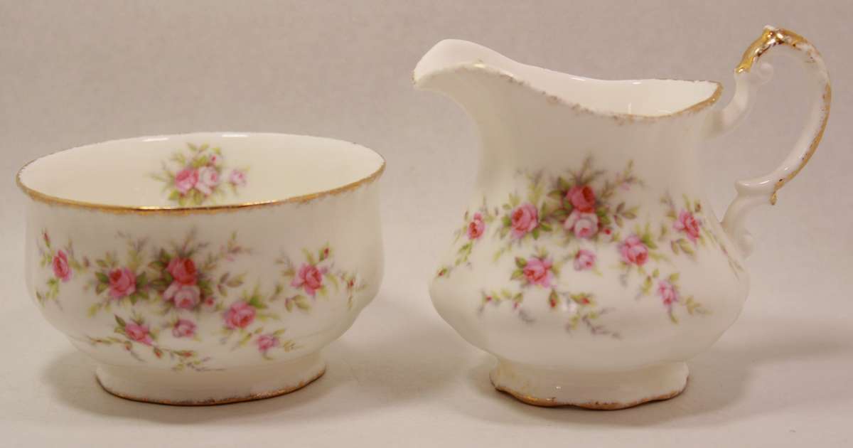 Paragon Victoriana Rose Bone China Footed Creamer and Sugar Bowl