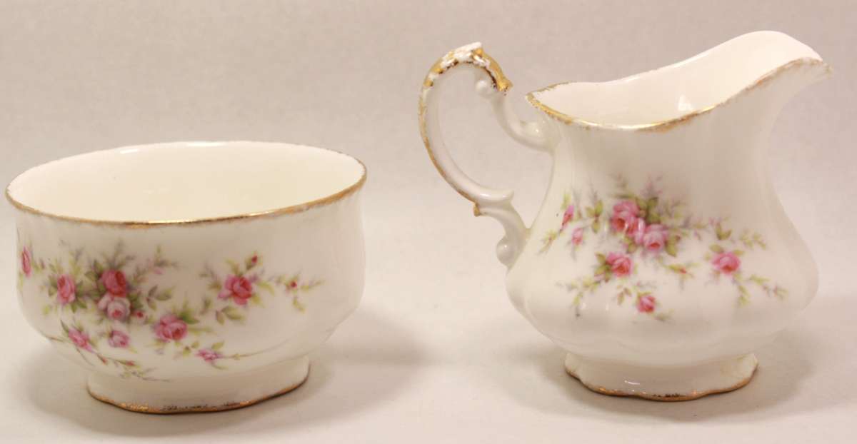 Paragon Victoriana Rose Bone China Footed Creamer and Sugar Bowl