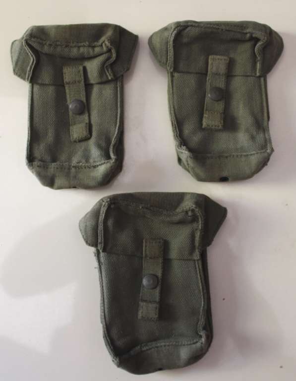 3 x Vintage SADF Ammunition Pouches and 1 x Water Bottle Pouch, Pattern 70 1970's.