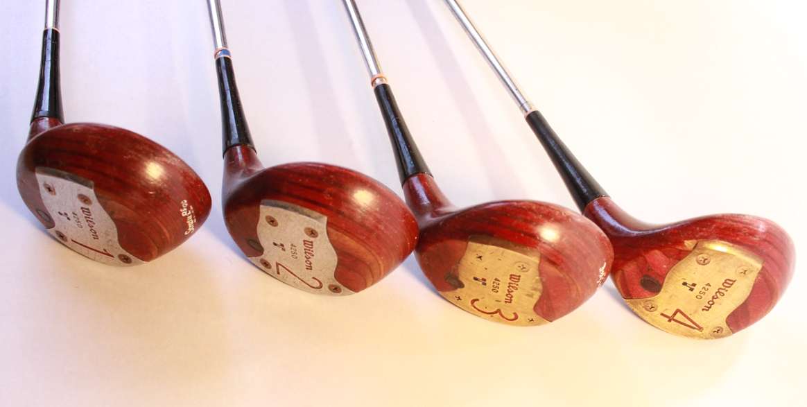 Vintage Set Of Sam Snead Blue Ridge # 4250 Wood Drivers 1 to 4 Made by Wilson Men's RH