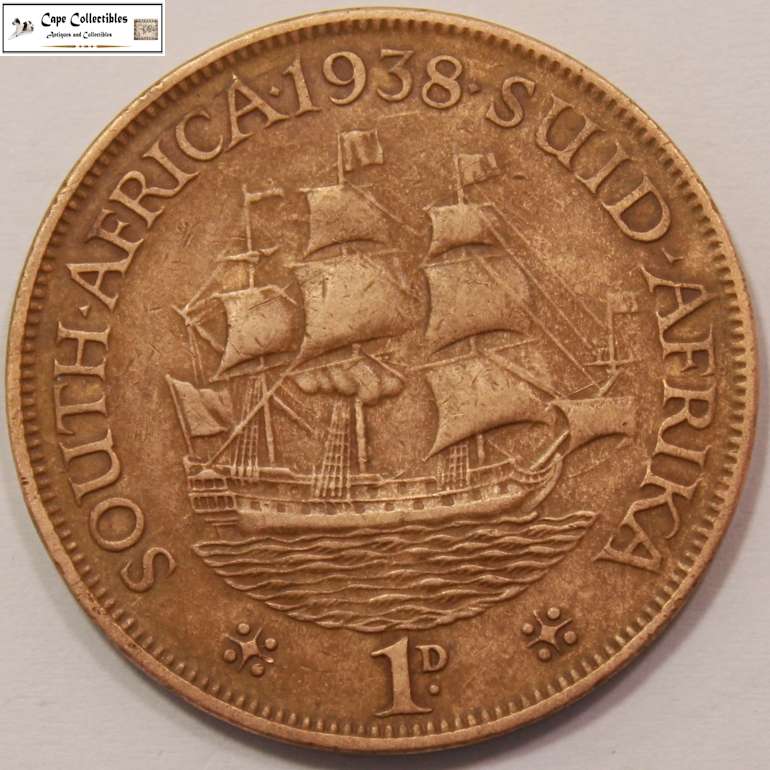 South Africa 1 Penny Coin 1938 Circulated
