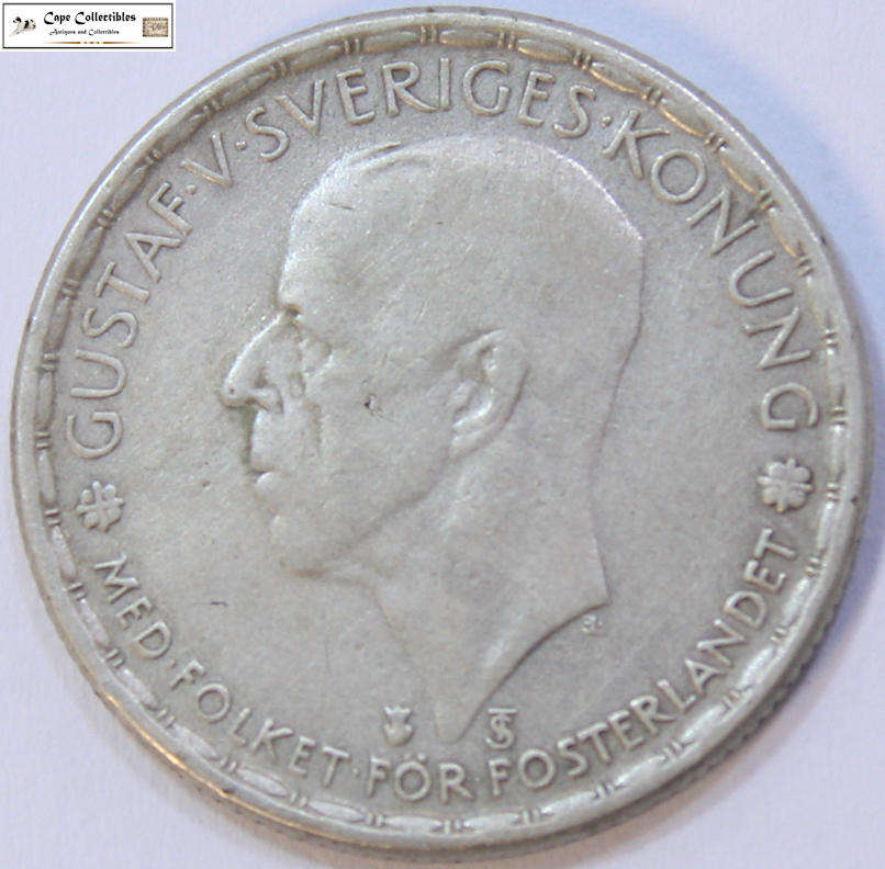Sweden 1 Krona Gustav V 1946 Coin Circulated.