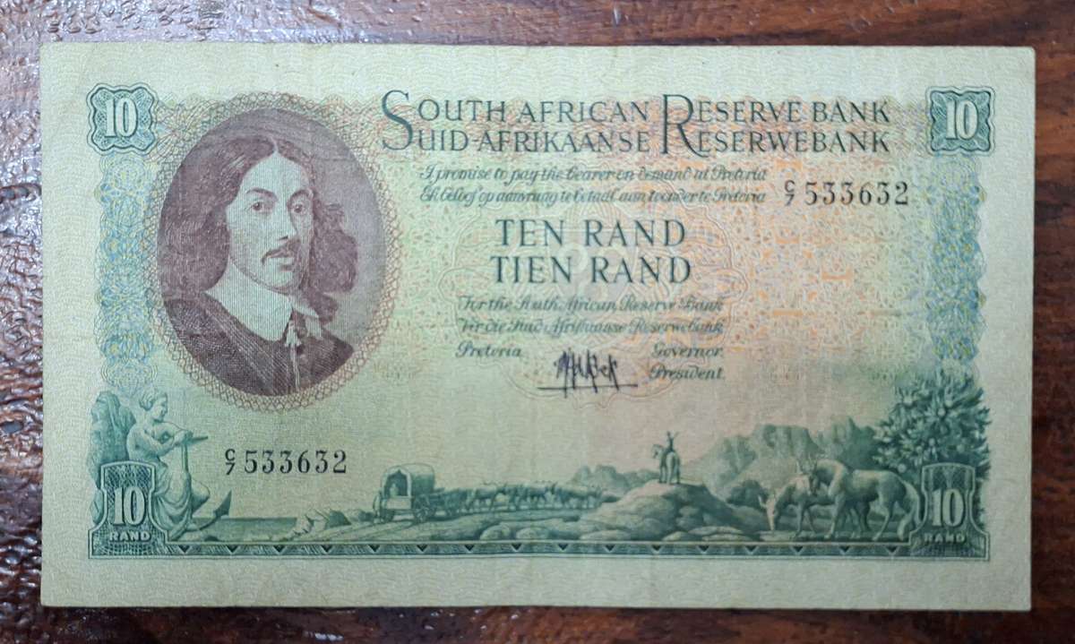 South African Ten Rand Bank Note - M.H. De Kock