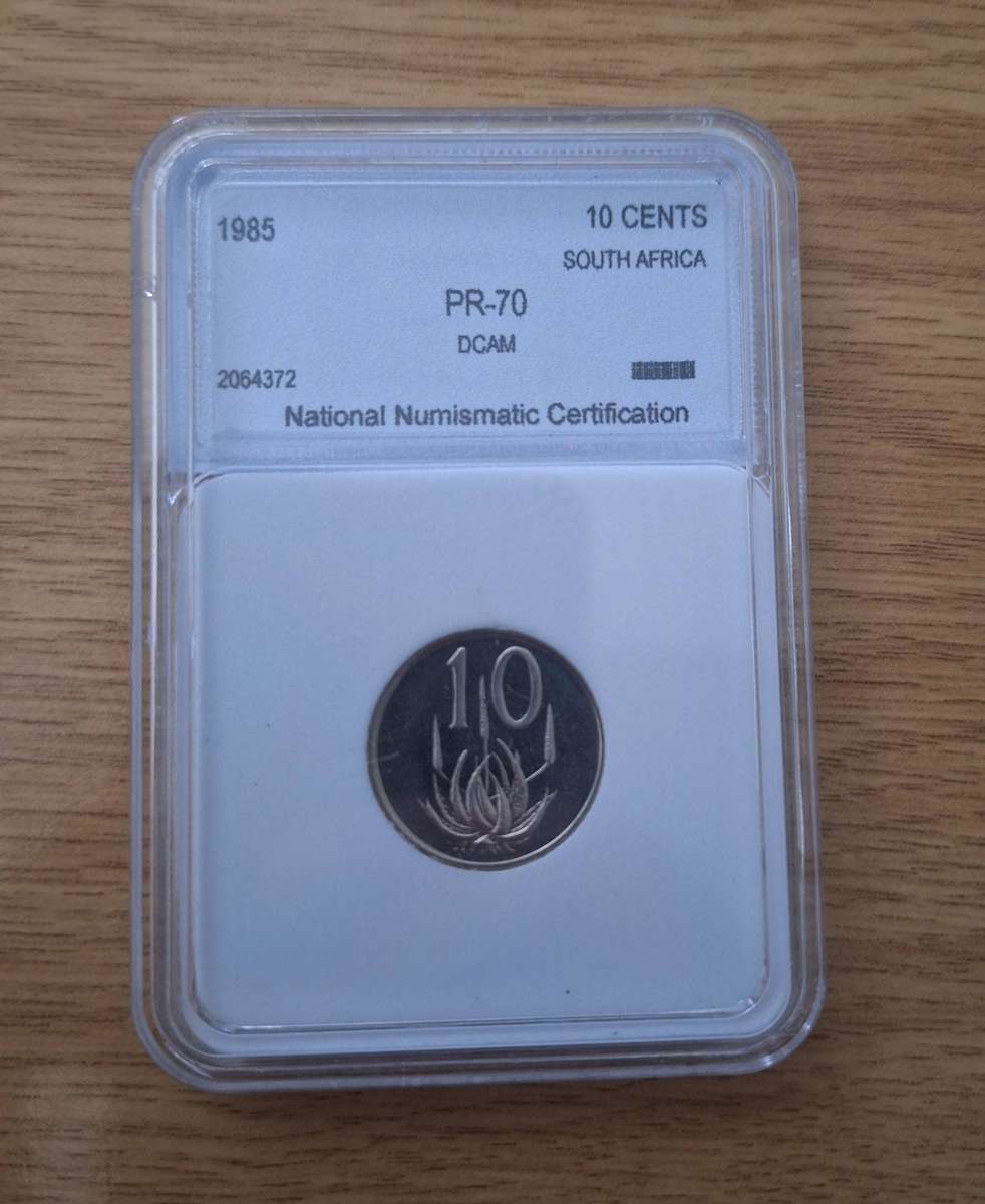 1985 South African 10 Cents - PR 70