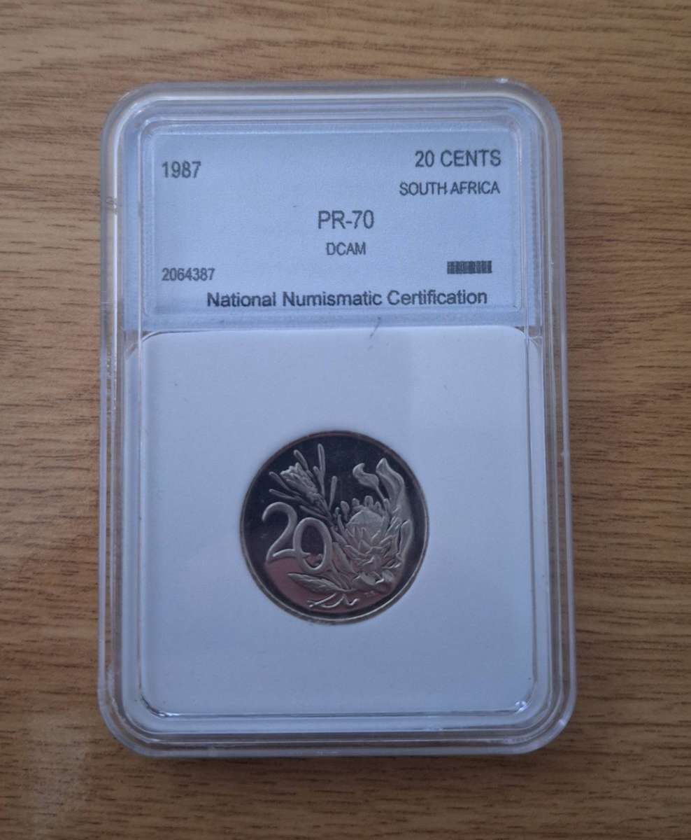 1987 South African 20 Cents - PR 70