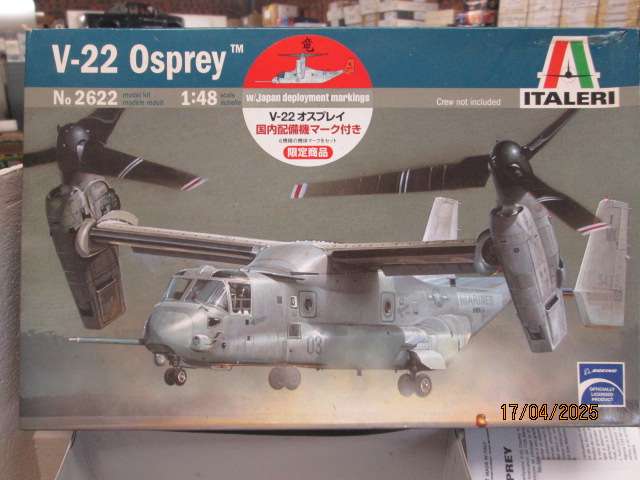 1:48 - SCALE - ITALERI - V-22 OSPREY MILITARY AEROPLANE - BOXED