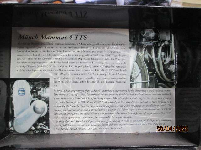 DIE CAST MODEL - MINI CHAMPS - 1:12 SCALE - MiiNCH MAMMUT 4 TTS MOTOR BIKE - BOXED