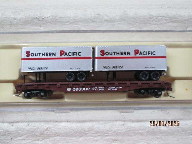 N SCALE - ATLAS - FLAT CAR WAGON WITH TRAILER LOAD - X4 - BOXED
