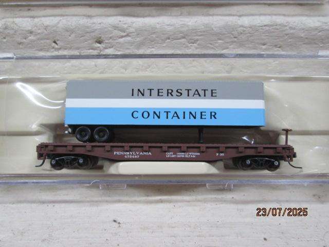 N SCALE - ATLAS - FLAT CAR WAGON WITH TRAILER LOAD - X4 - BOXED
