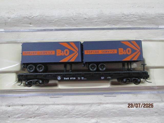 N SCALE - ATLAS - FLAT CAR WAGON WITH TRAILER LOAD - X4 - BOXED
