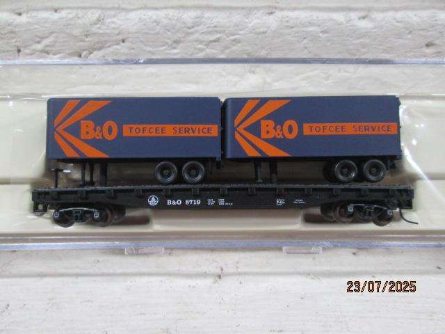 N SCALE - ATLAS - FLAT CAR WAGON WITH TRAILER LOAD - X4 - BOXED
