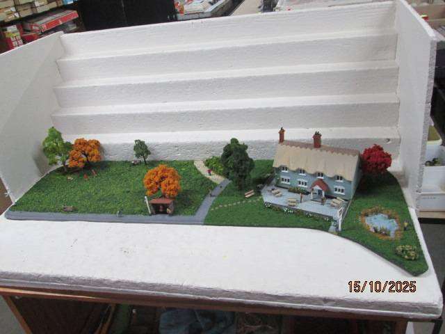OO SCALE - DIORAMA WITH HOUSE & PARK AND LOTS OF SCENERY