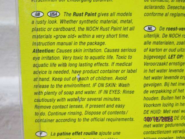 HO / OO SCALE - NOCH - RUST PAINT - BOXED
