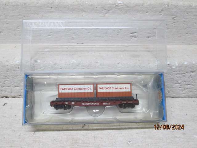 N SCALE - BACHMAN - FLAT CAR WAGON WITH CONTAINER LOAD - BOXED