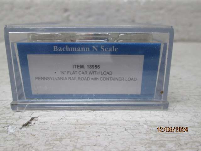 N SCALE - BACHMAN - FLAT CAR WAGON WITH CONTAINER LOAD - BOXED