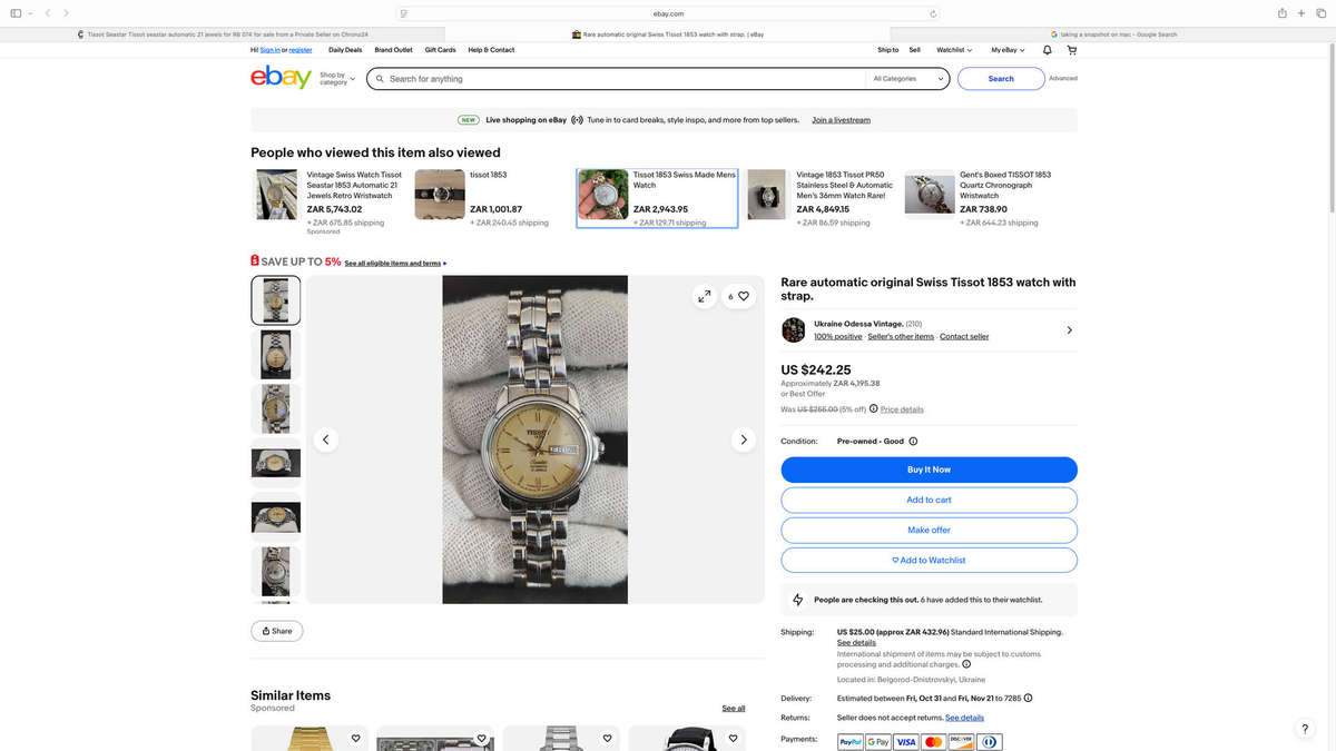 Tissot 1853 21 Jewels Automatic