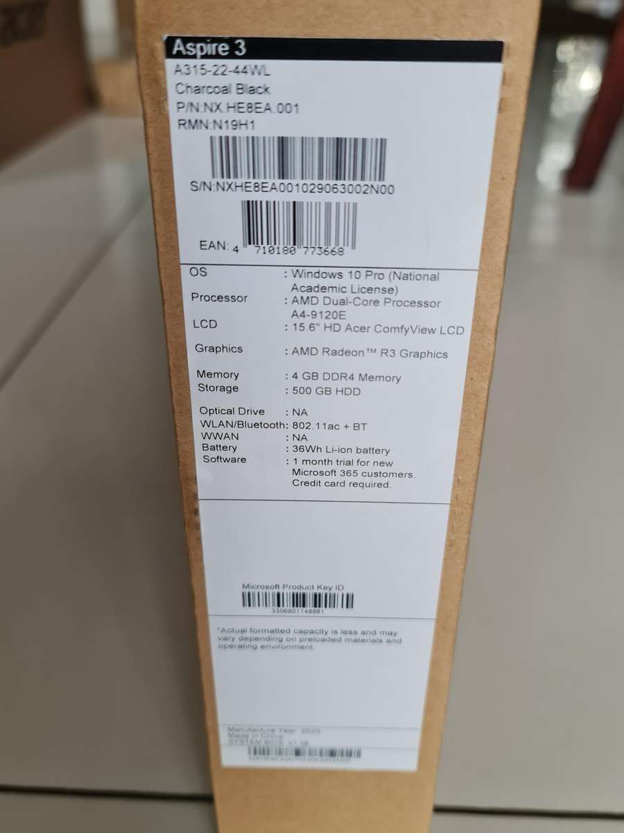 BRAND NEW SEALED - ACER ASPIRE 3 - AMD DUAL CORE - A4-9120E - 4GB - 500GB - AMD RADEON R3 GRAPHICS