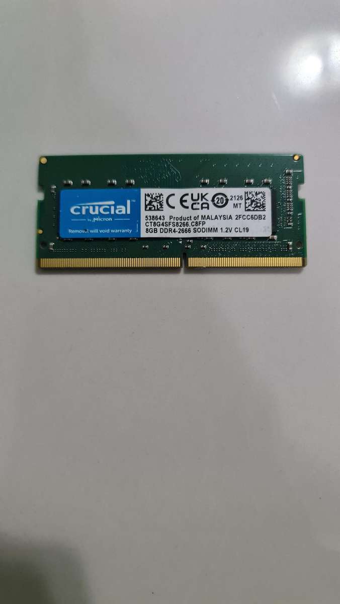8GB DDR4 MEMORY - 2666MHZ - LAPTOP MEMORY - CRUCIAL BRAND - FULL WORKING CONDITION