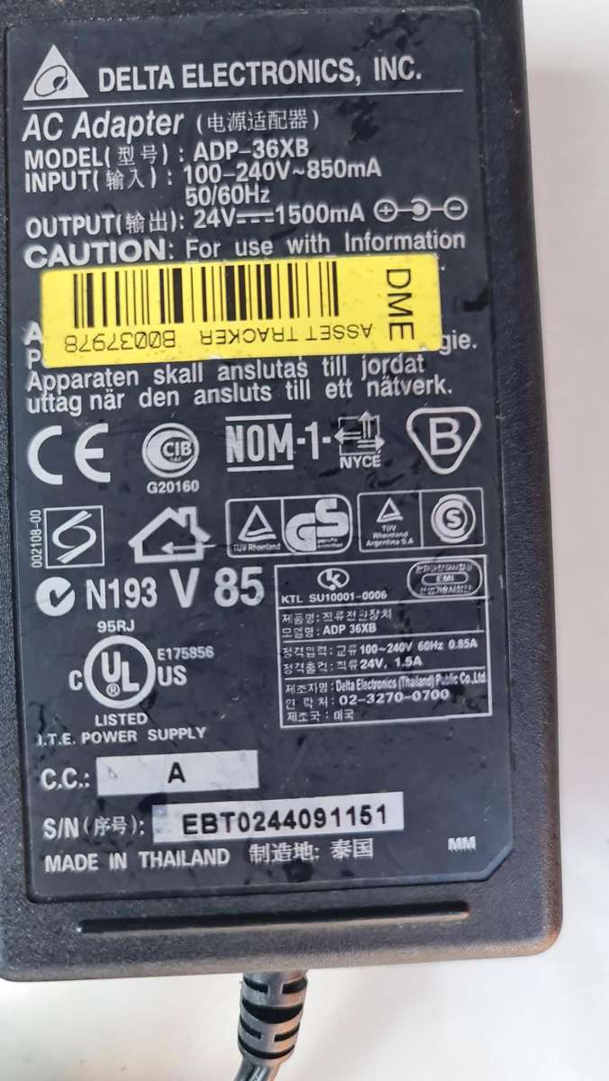 DELTA CHARGER - AS PER PIC - 24V - 150mA - FULL WORKING CONDITION