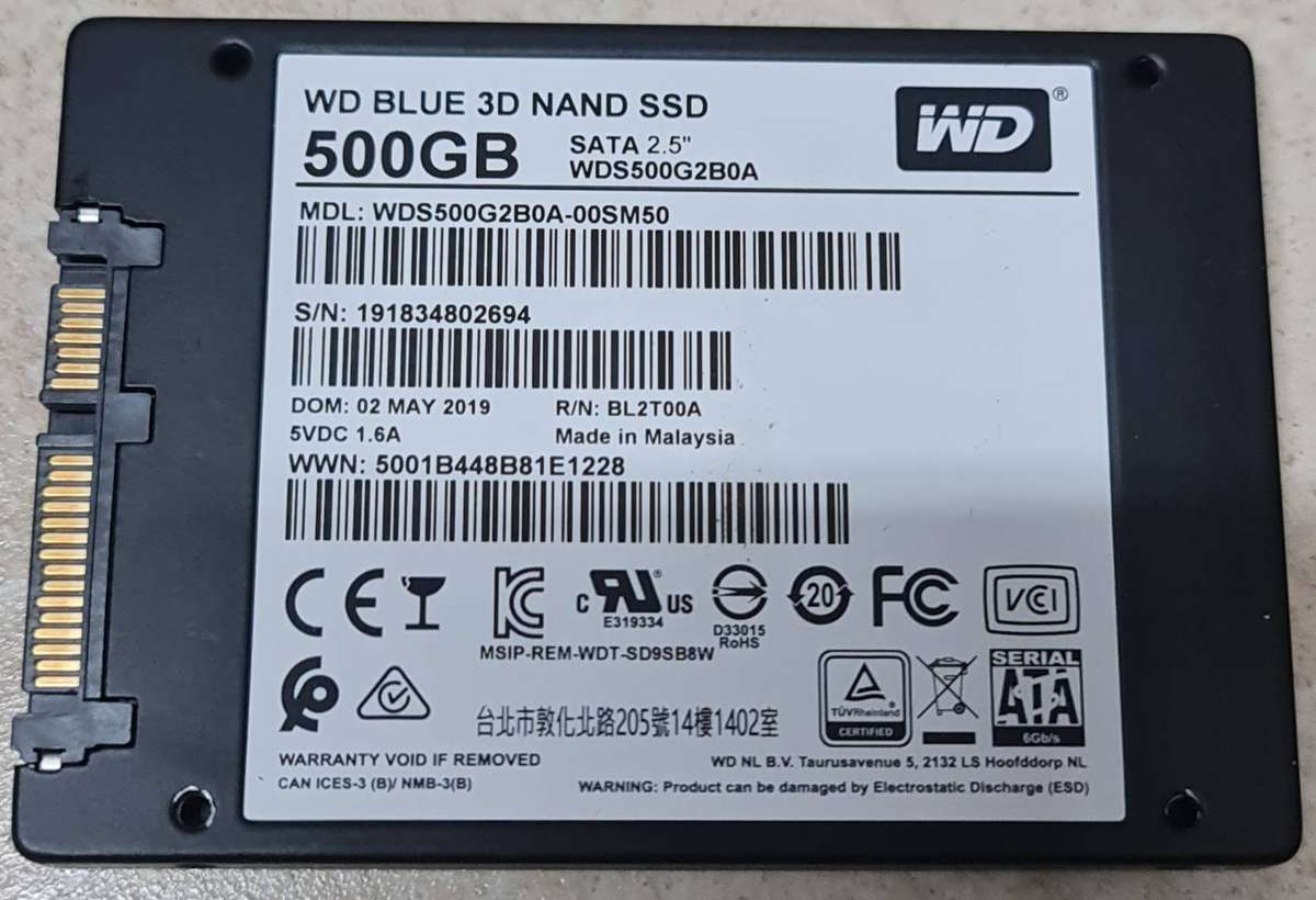 500GB SSD - WESTERN DIGITAL - 2.5 INCH - FULL WORKING CONDITION