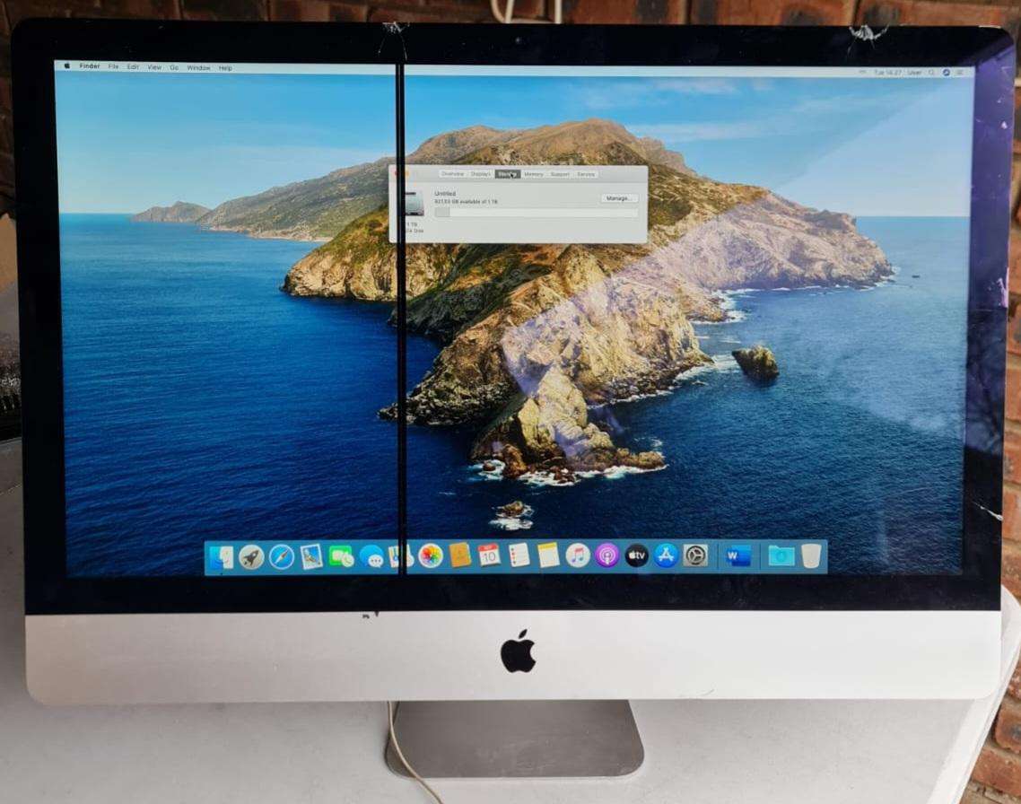 APPLE IMAC 27 INCH - LATE 2013 MODEL - 16GB MEMORY - 1TB HARD DRIVE - SLIM UNIT - CRACKED SCREEN
