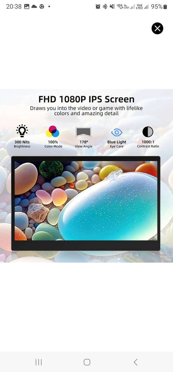 BRAND NEW - VIVID EDGE 15.6 INCH PORTAL SCREEN/MONITOR - INCLUDED VEGAN(PU) LEATHER CASE