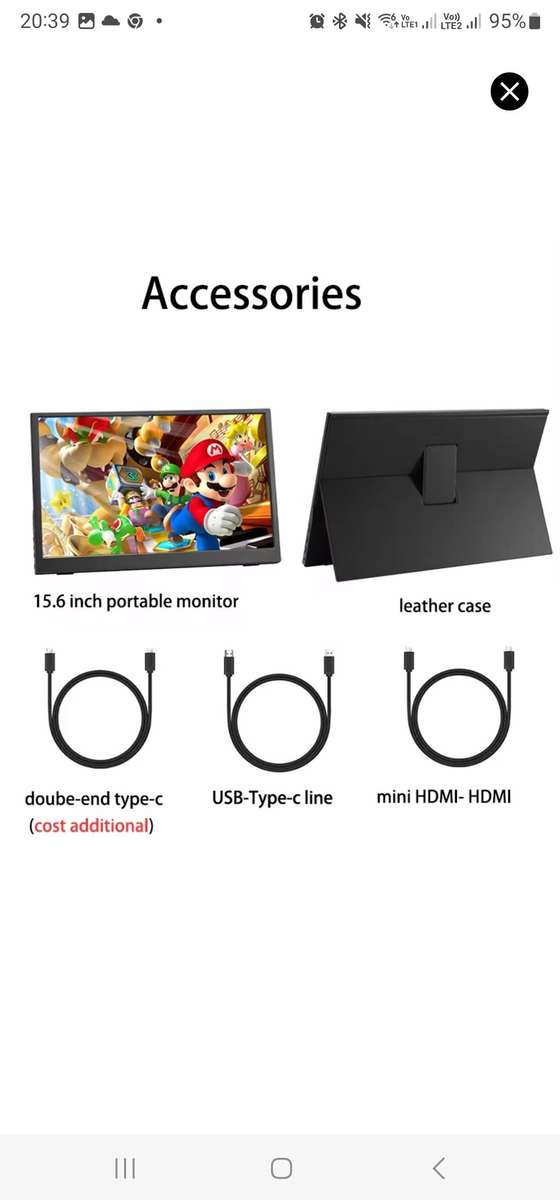 BRAND NEW - VIVID EDGE 15.6 INCH PORTAL SCREEN/MONITOR - INCLUDED VEGAN(PU) LEATHER CASE