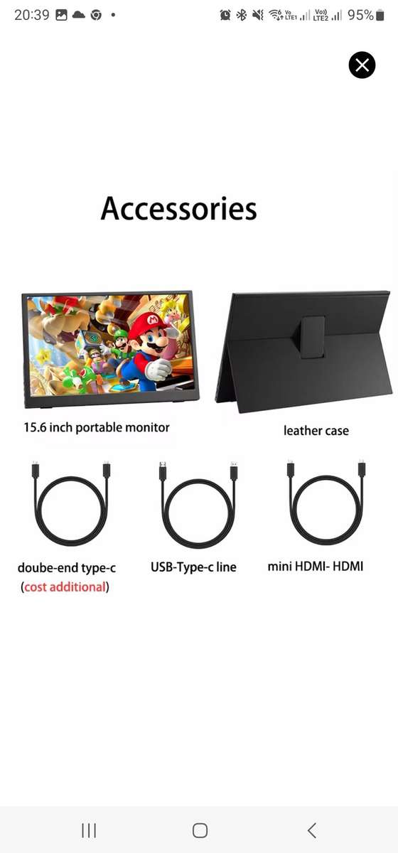 BRAND NEW - VIVID EDGE 15.6 INCH PORTAL SCREEN/MONITOR - INCLUDED VEGAN(PU) LEATHER CASE