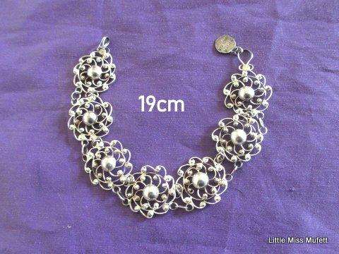 A ,800 Silver filligree bracelet and earrings--17 Gram
