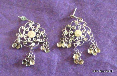 A ,800 Silver filligree bracelet and earrings--17 Gram