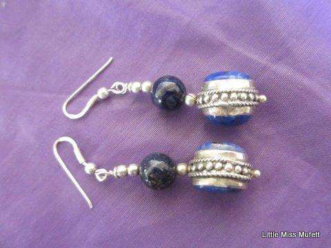 A Pair of Lapis lazuli earrings set in silver