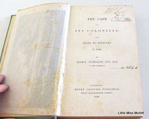 The Cape and its Colonists by George Nicholson 1848 - Africana History Book