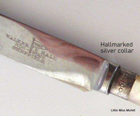 A Set of Fruit knives with hallmarked silver collars and mother of pearl handles--Boxed