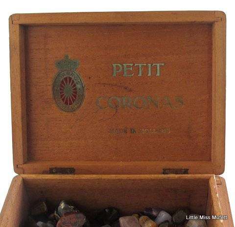 Over 170 Semi precious stones in an old cigar box