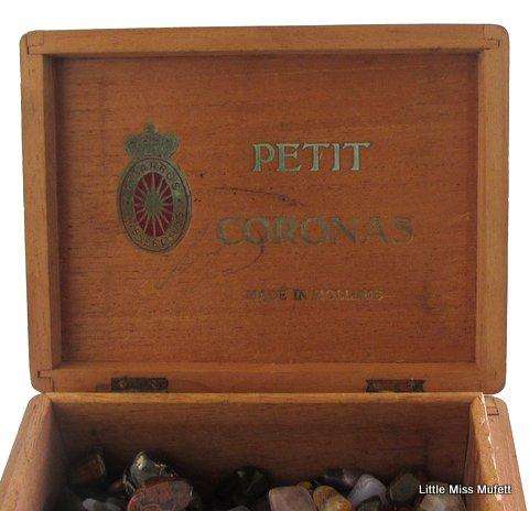 Over 170 Semi precious stones in an old cigar box
