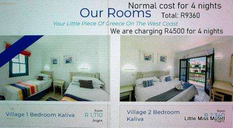 Midweek at Mykonos Western Cape-6 sleeper- 20th October to 24th October  - 4 adults and 2 children.