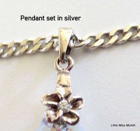Sterling silver pendant set in silver on a sterling silver chain. Chain without pendant weighs 10 gr